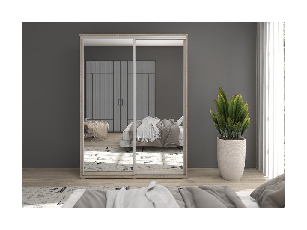 Szafa z drzwiami przesuwnymi i lustrem Liwia 130x202x45 cm – Elegancka Minimalistka z Maksymalną Funkcjonalnością