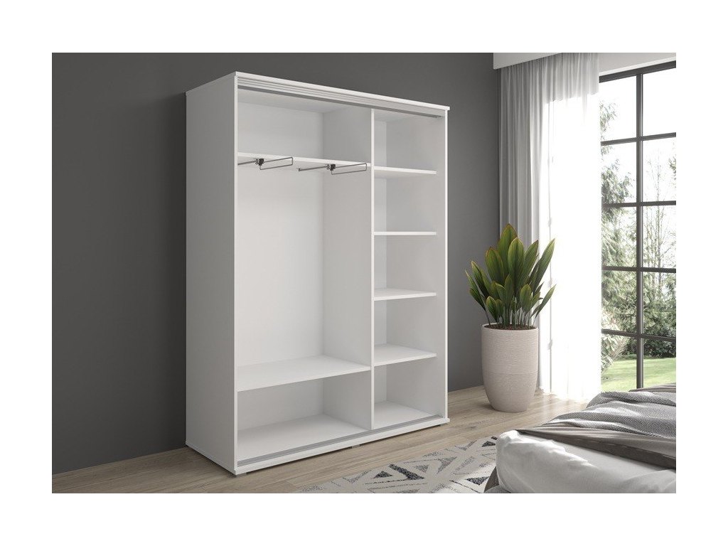 Szafa z drzwiami przesuwnymi  i lustrem Liwia 170x202x45 cm – Elegancka Minimalistka z Maksymalną Funkcjonalnością