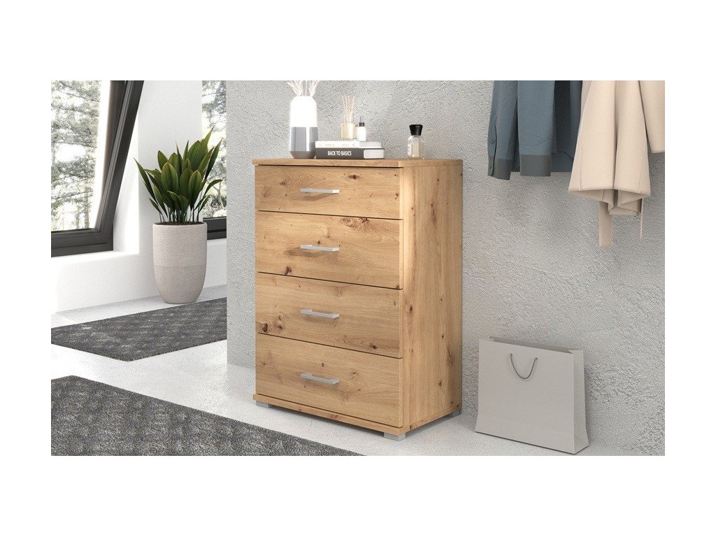 Dąb artisan szafka na buty z 4 frontami – 60x35x85 cm | Polska produkcja