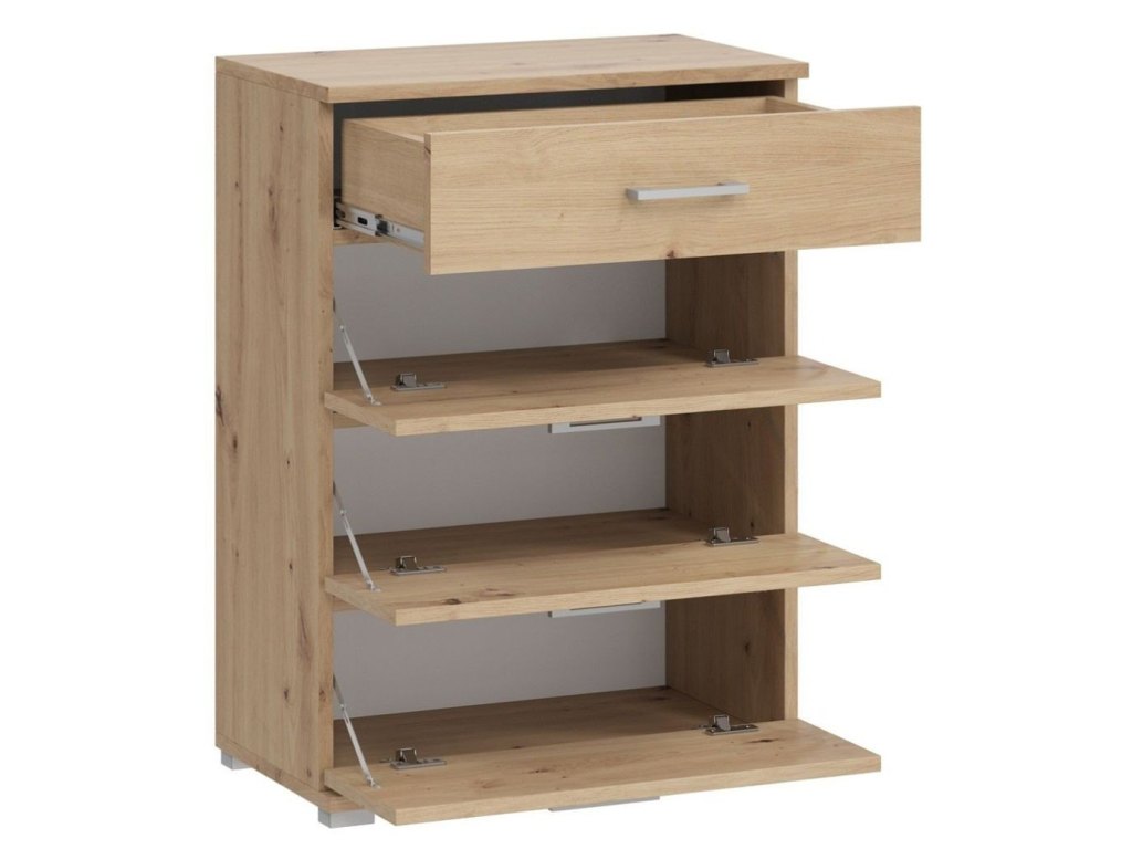 Dąb artisan szafka na buty z 4 frontami – 60x35x85 cm | Polska produkcja