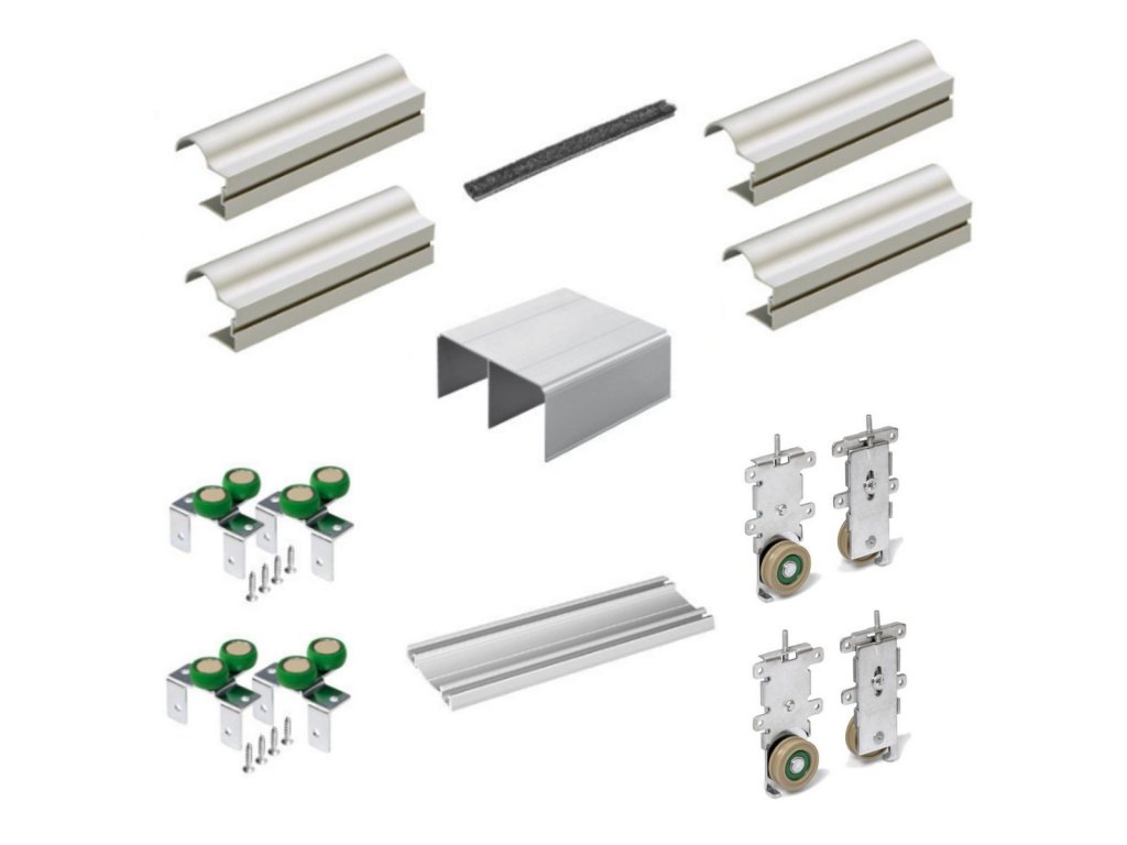 Zestaw z dużą szafą przesuwną LAGO 220x247x61 cm biała z systemem Sevroll, pojemna, trzydrzwiowa
