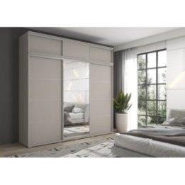 Szafa przesuwna biała 240×247 z lustrem – wysoka i pojemna