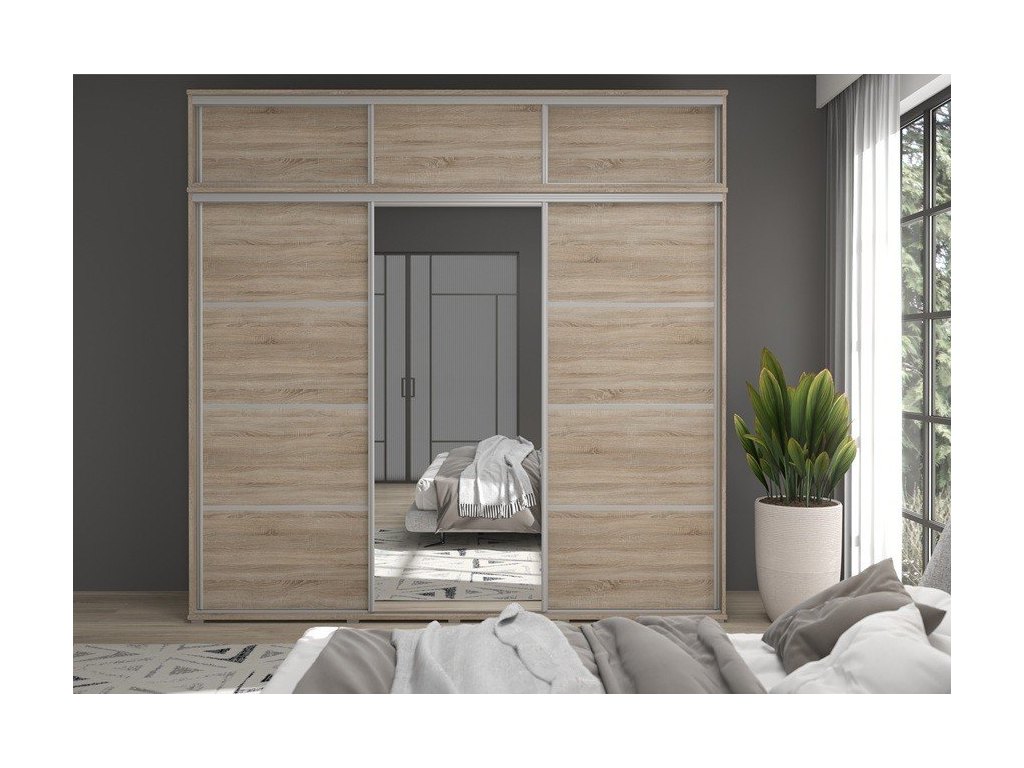 MONTI SLIM 3 250x247x45 cm dąb sonoma – funkcjonalna szafa trzydrzwiowa