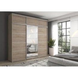 MONTI SLIM 3 260x247x45 cm – szafa przesuwna z lustrem dąb sonoma