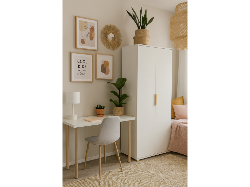 Szafa Modena 80 cm – biała, nowoczesna i pojemna garderoba