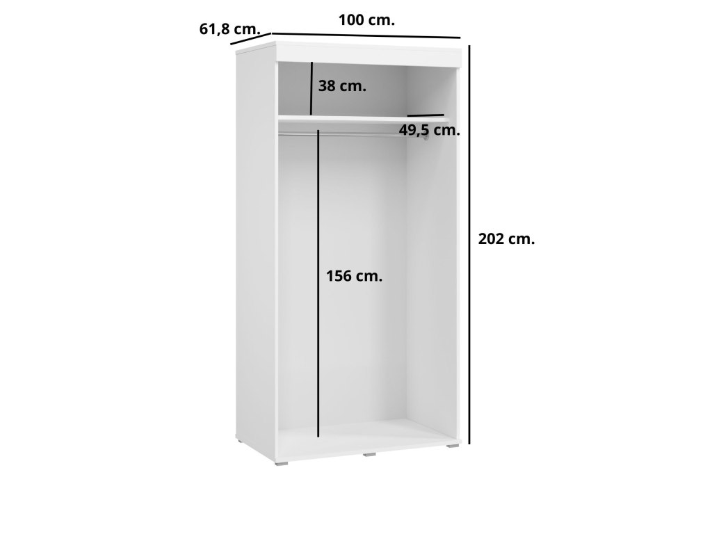 Szafa Przesuwna WERA 100 cm bez lustra – biała i nowoczesna