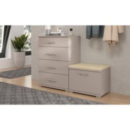 Szafka na buty z siedziskiem 60 cm | Tapicerka Monolith 04 | Przedpokój