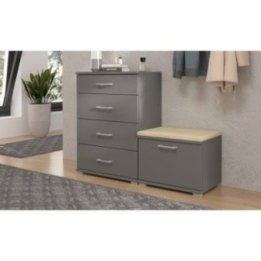 Szafka na buty z siedziskiem 60 cm | Tapicerka Monolith 04 | Przedpokój