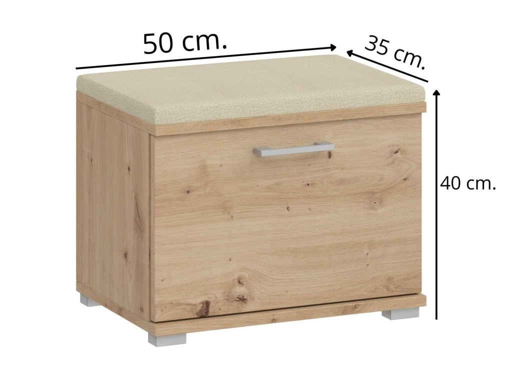 Biała szafka na buty z siedziskiem 60 cm | Czarna poduszka Monolith 79