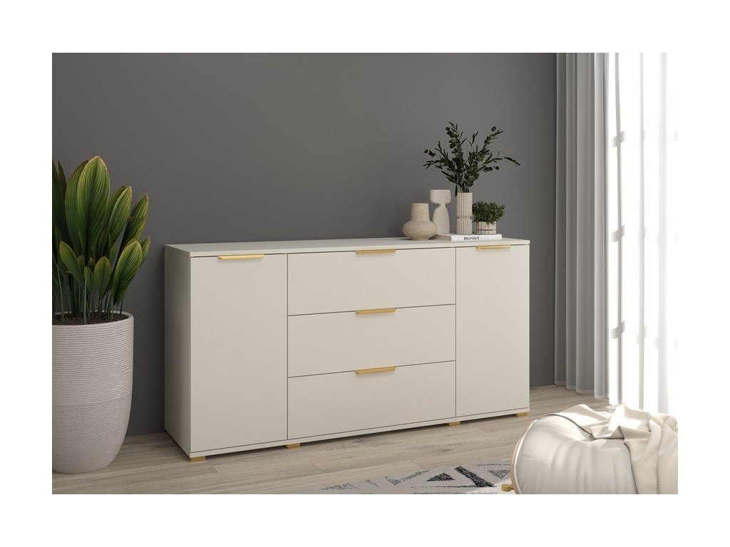 Komoda Modena 160 cm – nowoczesna biała komoda z szufladami