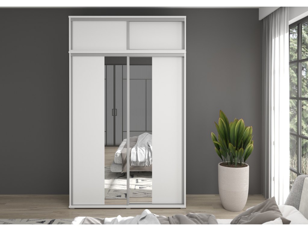 Szafa przesuwna LIWIA 5 z nadstawką i lustrem 247 cm