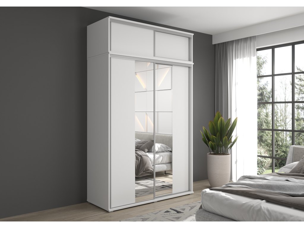 Szafa przesuwna LIWIA 5 z nadstawką i lustrem 247 cm