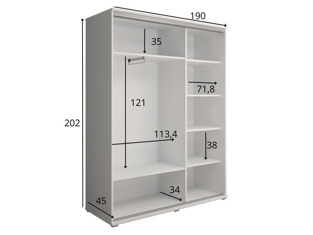 Szafa przesuwna LIWIA 5 z nadstawką i lustrem 247 cm