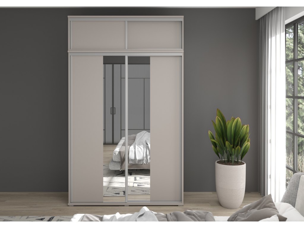 Szafa przesuwna LIWIA 5 z nadstawką i lustrem 247 cm