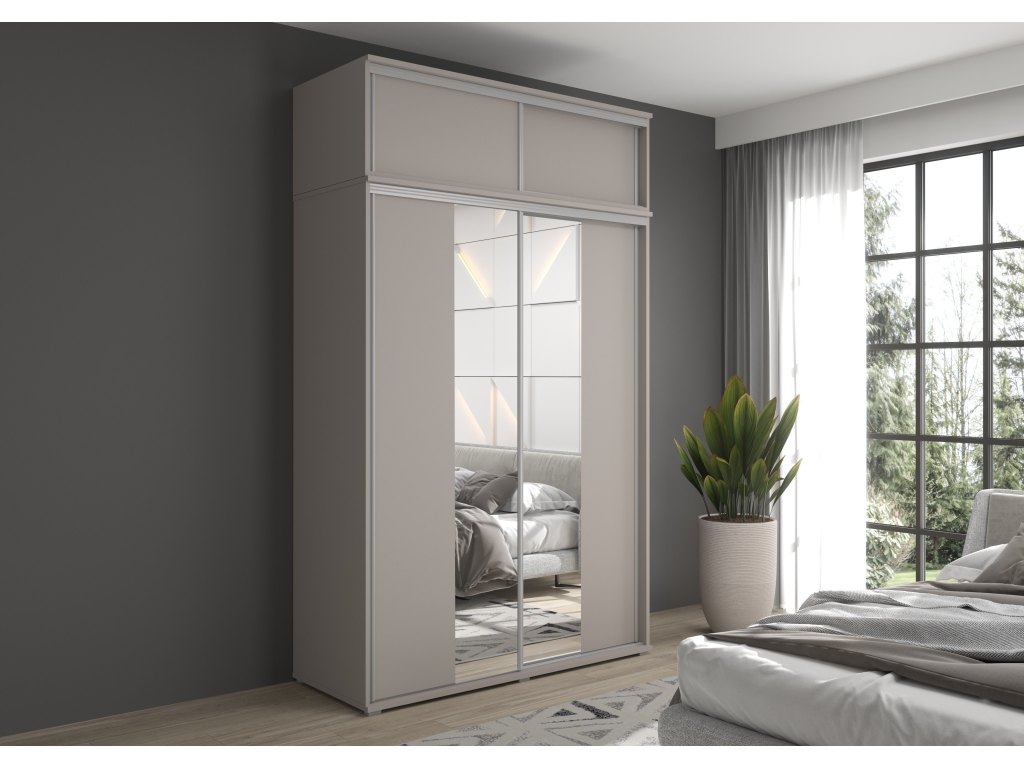 Szafa przesuwna LIWIA 5 z nadstawką i lustrem 247 cm