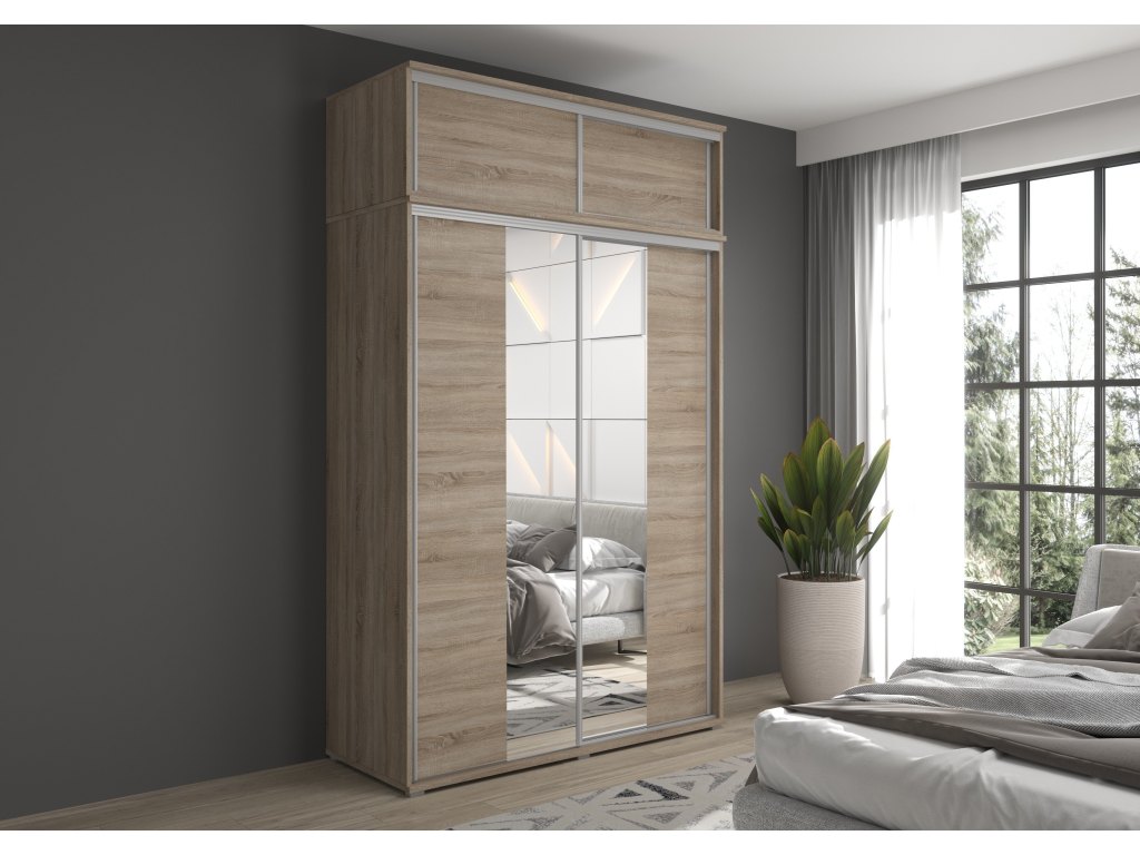 Szafa przesuwna LIWIA 5 z nadstawką i lustrem 247 cm