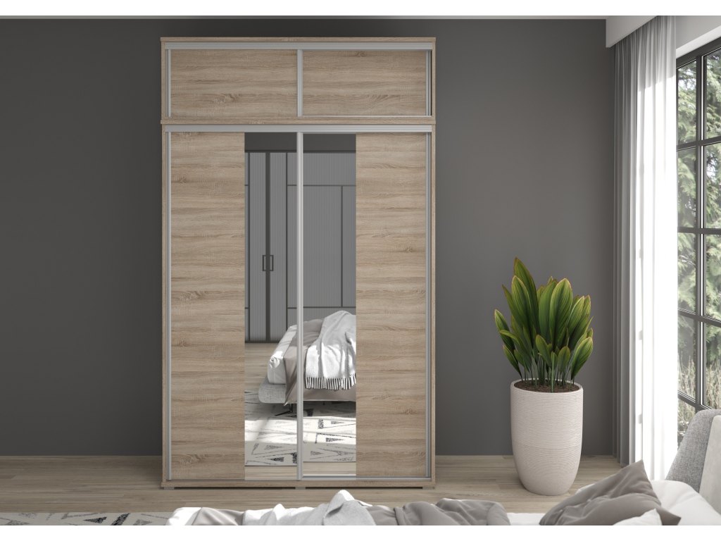 Szafa przesuwna LIWIA 5 z nadstawką i lustrem 247 cm