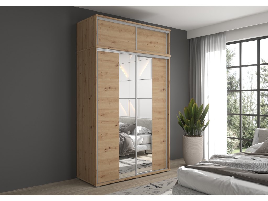 Szafa przesuwna LIWIA 5 z nadstawką i lustrem 247 cm