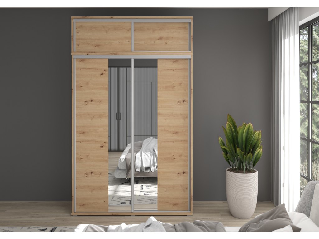 Szafa przesuwna LIWIA 5 z nadstawką i lustrem 247 cm