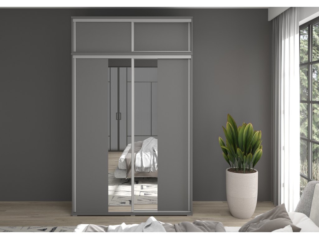 Szafa przesuwna LIWIA 5 z nadstawką i lustrem 247 cm