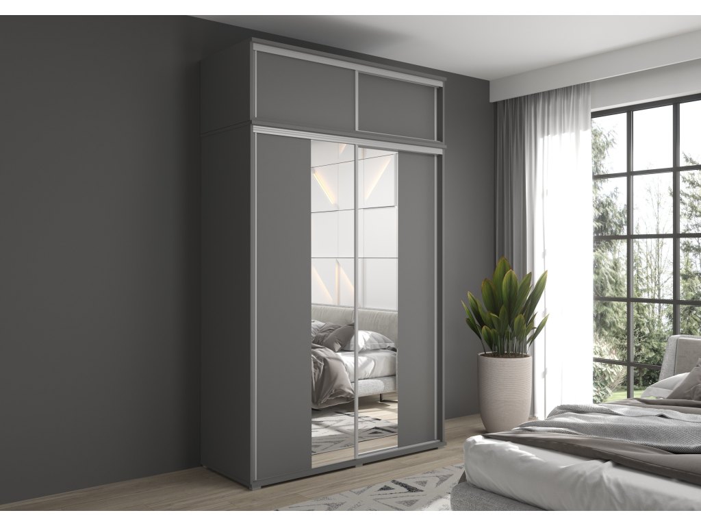 Szafa przesuwna LIWIA 5 z nadstawką i lustrem 247 cm
