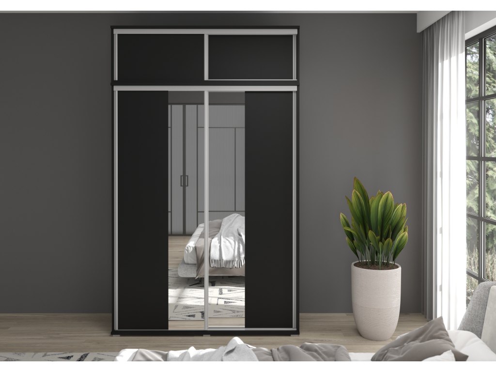 Szafa przesuwna LIWIA 5 z nadstawką i lustrem 247 cm